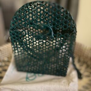 Teal Metal Honeycomb Patterned Bag